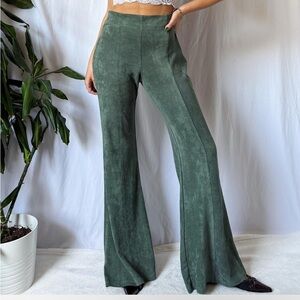 Green Suede Flare Pants